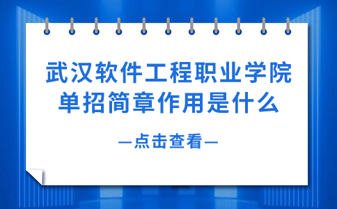 武汉软件工程职业学院单招简章作用是什么